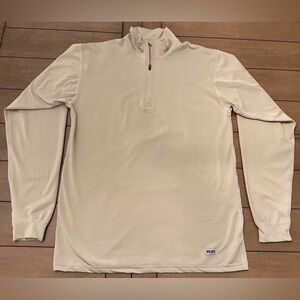 XGO Men's Zip Mock T-Shirt Color Sand Size Medium Acclimate Dry Made In USA